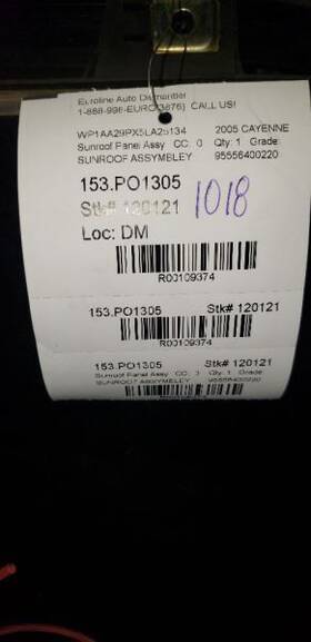 153.po1305 Porsche Cayenne 2005 Sunroof Panel Assm 109374