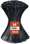 1500 Black Zip Ties 14" - Lbs Strength For Indoor & Outdoor Projects. Fixed Price $59.77.