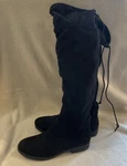 Rampage Women's Upside Tall Over The Knee Boot Black Faux Suede Tie Top Size 5.5. Fixed Price $40.00.