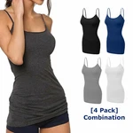 4 Pack Women Long Camisole Tank Tops Cotton Basic W/ Straps 3XL. Fixed Price $27.99.
