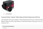 51203-35 Pavement Ends-replay Black Diamond Fabric Replacement Soft Top Cover. Fixed Price $175.00.