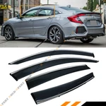 For 16-21 Honda Civic Sedan Premium Chrome Trim Window Visor Rain Guard W/ Clips. Fixed Price $35.99.