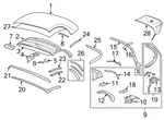 #21 - 97 02 Porsche Boxster Convertible Roof Top Frame Seal Retainer Strip Bar. Fixed Price $149.00.