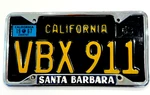 1963 California License Plate And Santa Barbara Frame 1967 Porsche 911S. Fixed Price $149.99.