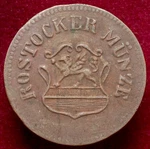 Rostock German States Pfenninge 1855 (M0303). Fixed Price $26.89.