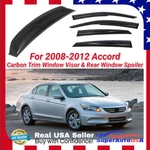 Fits 2008-12 Honda Accord Carbon Fiber Trim Window Rain Visor Rear Roof Spoiler. Fixed Price $79.99.