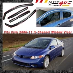 Fits 2006-11 Honda Civic In-channel Window Visor Rain Sun Guards Shade Deflector. Fixed Price $59.89.