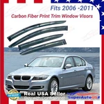 Fits Bmw E90 3 Series 2006-2011 Carbon Fiber Print Rain Guards Window Visors. Fixed Price $49.99.