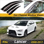 Fit Mitsubishi Lancer 2008-17 Out-channel Window Visor Rain Vent Side Deflectors. Fixed Price $38.99.