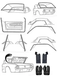 New! 1965 - 1966 Ford Mustang Deluxe Weatherstrip Seal Kit Windshield Roof Doors. Fixed Price $179.95.