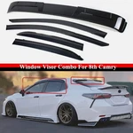 For 18-24 Toyota Camry Blk Trim Window Visors W/ Clip + Rear Roof Spoiler. Fixed Price $89.99.