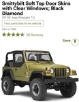Two Smittybilt Jeep Wrangler Soft Sliders(top Doors). Brand New. Fixed Price $190.00.