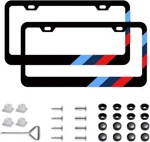 Two-pack M-stripe Flag Black License Plate Frame For Bmw, 304 Stainless Steel. Fixed Price $24.95.