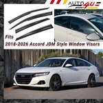 Fit 18-26 Honda Accord Mugen Style Window Visors Sun Rain Guards W/ Chrome Trims. Fixed Price $29.99.