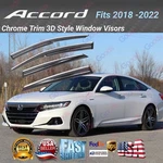 Smoke Tint Window Visors Rain Deflectors 3D Chrome Tirm For 18-22 Honda Accord. Fixed Price $39.99.