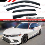 For 22-26 Honda Civic Sedan Premium Chrome Trim Window Visor Rain Guard W/ Clips. Fixed Price $37.99.