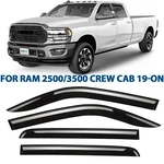 Rain Guards Vent Visors Shade For 2019-2026 Dodge Ram 2500/3500 Crew Cab. Fixed Price $68.24.