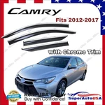For Toyota Camry 2012-2017 Chrome Trim Tinted Window Visor Rain Guard Sun Vent. Fixed Price $35.99.