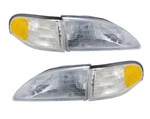 1994-98 Ford Mustang Clear 4PC Front Headlights W/ Amber Side Marker Reflectors. Fixed Price $149.95.